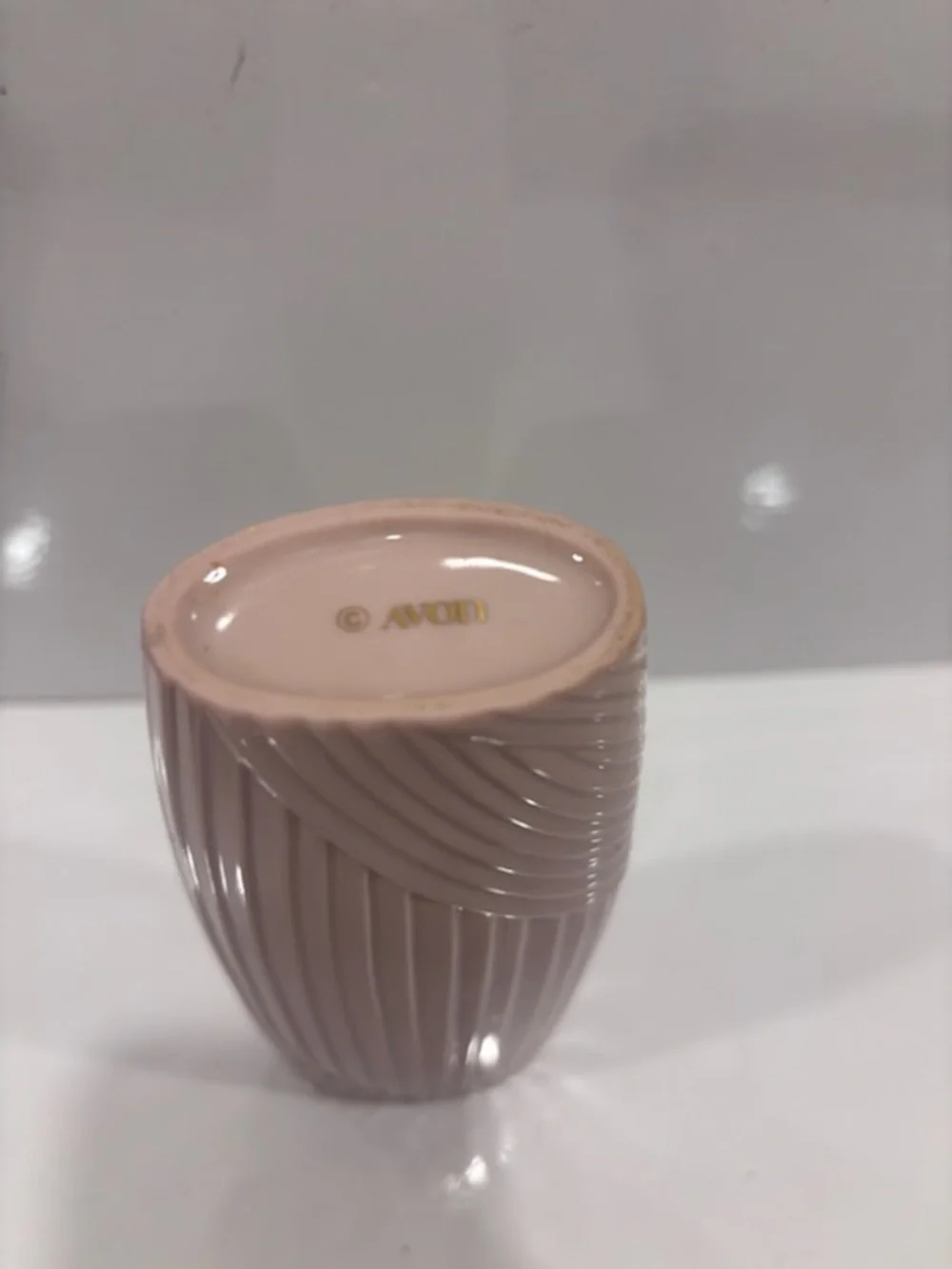 Vintage Avon pink ceramic vase 6” mid century modern style